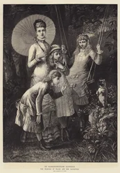 In Sandringham Garden, the Princess of Wales and her Daughters